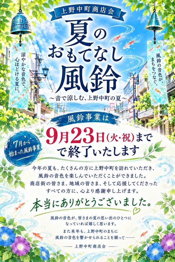 商店街に飾られた風鈴